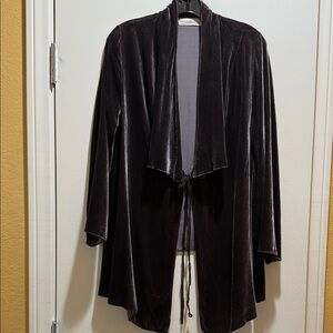 4 Love & Liberty Chic Black Velvet Open Front Cardigan with Tie Closure Sz. XS